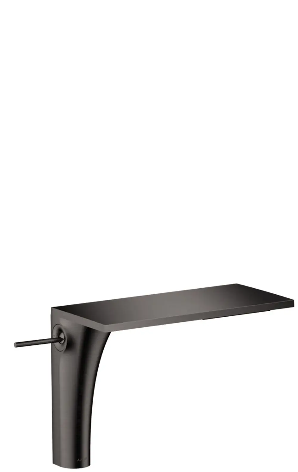 AXOR Einhebel-Waschtischmischer mit einem minimalistischen Design und einer gebürsteten schwarzen Chrom-Oberfläche, geeignet für Aufsatzwaschtische.